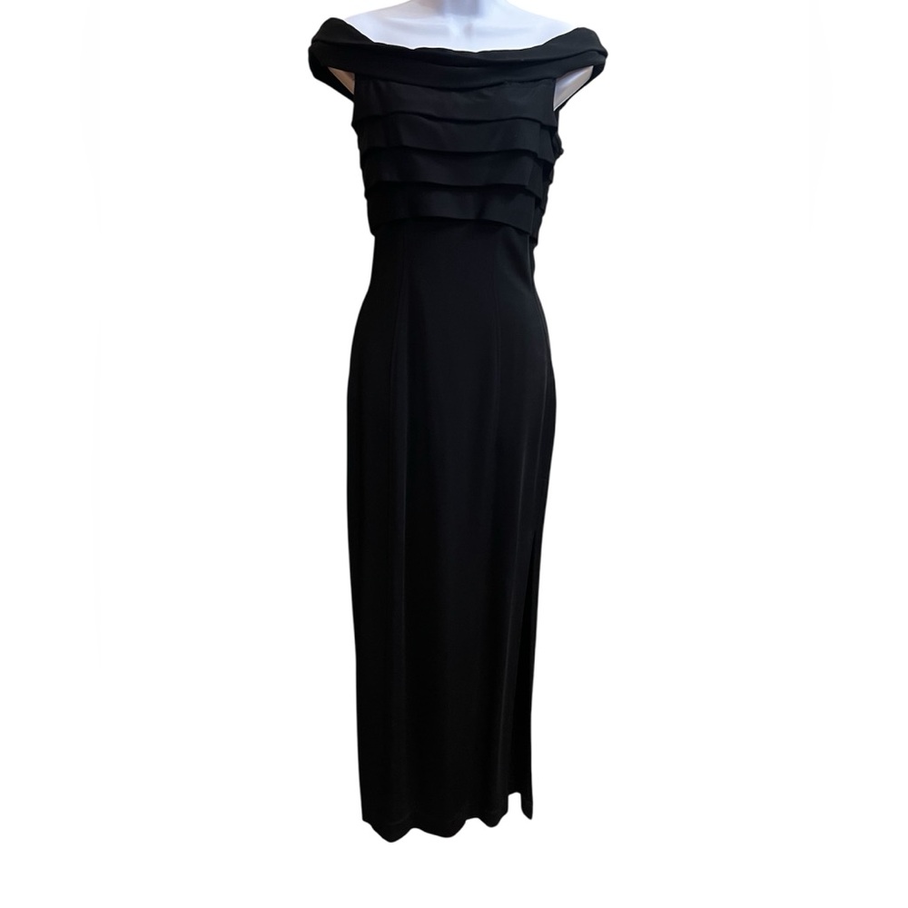 Vintage Tadashi Elegant Black Off-Shoulder Dress Size 6
